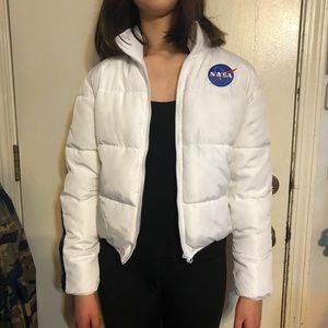 Forever 21 white NASA puffer jacket small